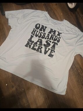 SHEIN Light Blue Short Sleeve Graphic Tee with Black Slogan